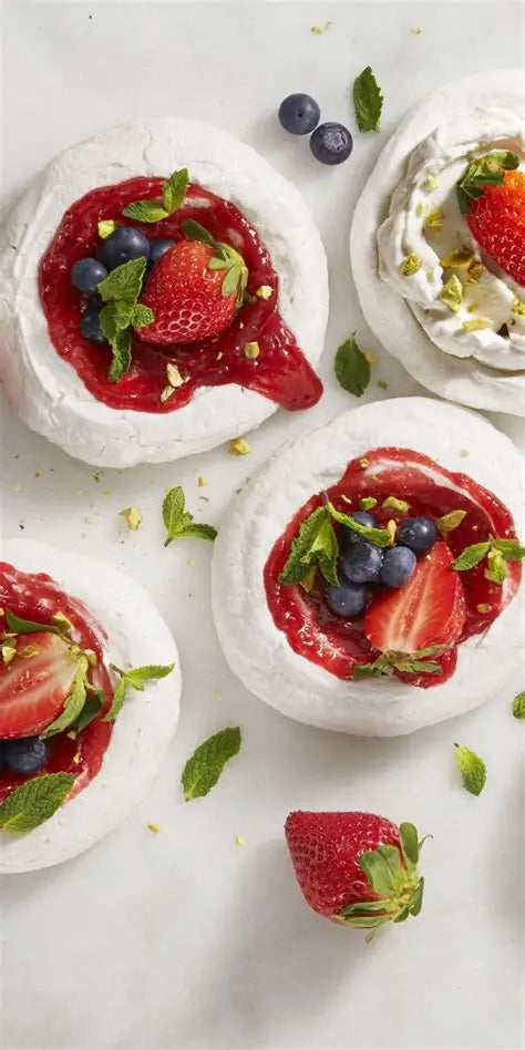 Pavlova with Winter Fruits and Preserve Syrup (4)